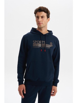 Ar-Ma Erkek Kapşonlu Sweatshirt Yazi Baskili Kanguru Cepli Örme Kumaş Slim Fit %80 Pamuk %14 Polyester %6 Elastan Scuba Interlok K30254685102