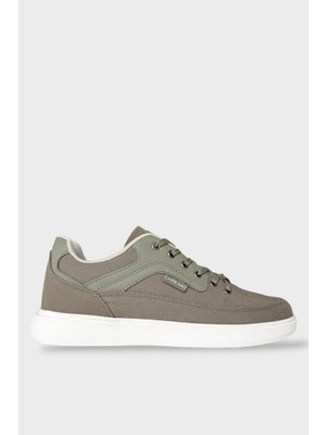 Liger Erkek Keten Gabardin Kumaş Günlük Sneaker Ayakkabı Haki