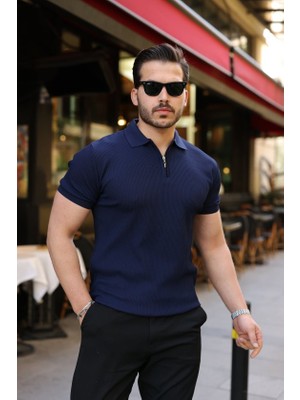 Oada Erkek Fermuarlı Yakalı Kısa Kollu Tshirt