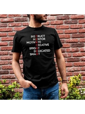 Marsilyan- Unisex Bisiklet Yaka Baskılı Oversize T-Shirt - Siyah