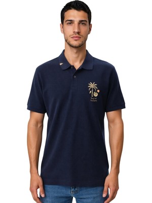 Ar-ma Erkek Polo Yaka Tişört Resim Baskili Regular Fit Çift Toplama Penye Pike Y31374358102