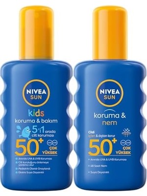 Vuralsin38 Sun SPF50 Yüksek Güneş Koruyucu Vücut Sprey 200ML ve Çocuklar Için Hassas Güneş Koruyucu Sprey 200ML
