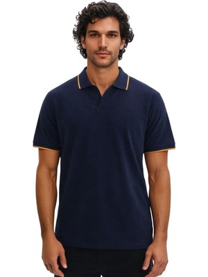 Ar-ma Erkek Polo Yaka Tişört Baskisiz Basic Regular Fit Çift Toplama Penye Pike Y31374356702