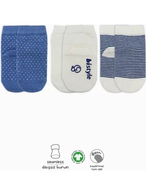 Uravas Store Üreticiniz Nessiworld Puanlı Kaymaz Penye Soket Çorap 3'lü BS10108 Indigo(Adet Fiyatıdır)