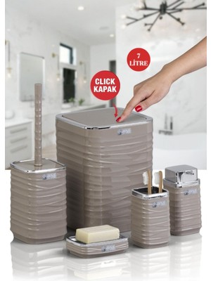 UltraMint Vizon ve Krom Detaylı 5'li Banyo Seti, Şıklık ve Fonksiyonelliğin Buluşması