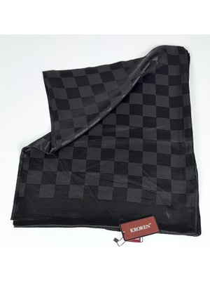 Kroren Krep Jakarlı  Dama Desen Şal - 70 x 190  - 7379-01