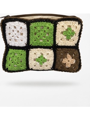 Enie Kadın Hasır Clutch El Yapımı Fermuarlı Çanta-Astarlı