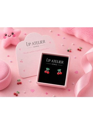 Up Atelier 925 Ayar Gümüş Çocuk Küpesi Kiraz Model