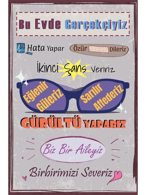 tp Retro Vintage 5 mm Ahşap Üzerine Biz Bir Aileyiz Temalı Poster Tablo 20X30 cm