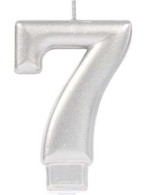 7 Rakam Mum Gümüş Renk
