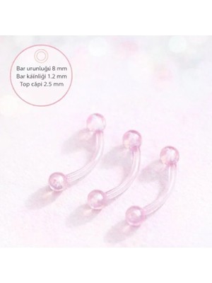 Heppii 3 Adet Set Çok Hafif Esnek Piercing Alerji Yapmayan Bioplast Piercing Silikon Piercing Tragus Helix