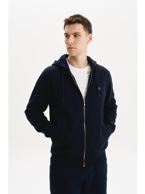 Ar-ma Erkek Tam Fermuar Sweatshirt Basic Baskisiz Kapşonlu Fleto Cepli Büyük Beden Şardonlu Üç İplik K30324801502
