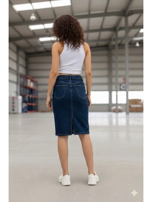 Layal My Beauty Kadın Jeans Arka Yırtmaçlı Cepli Günlük Denim Kot Etek Yeni Sezon