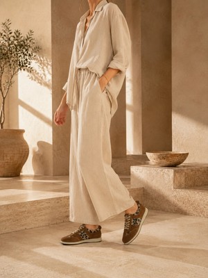 Sovenso Leopard Hakiki Deri Süet Derisi Desert Leopar Loafer