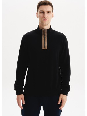 Ar-ma Erkek Yarim Fermuar Sweatshirt Basic Baskisiz Cepsiz Regular Fit Karbon Firçali Selanik K30554698102