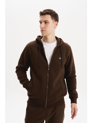 Ar-ma Erkek Tam Fermuar Sweatshirt Basic Baskisiz Kapşonlu Fleto Cepli Büyük Beden Şardonlu Üç İplik K30324801502