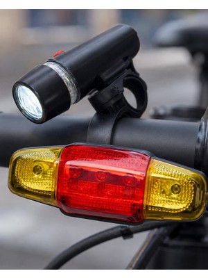 A-Luxe Bisiklet Emniyet Işığı Seti Güçlü LED Ön Far Arka Stop Lambası