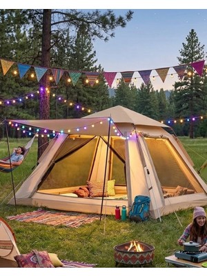 A-Luxe Güneşlikli Kamp Çadırı 240X240X160 cm 6 Kişilik Kolay Kurulum Outdoor