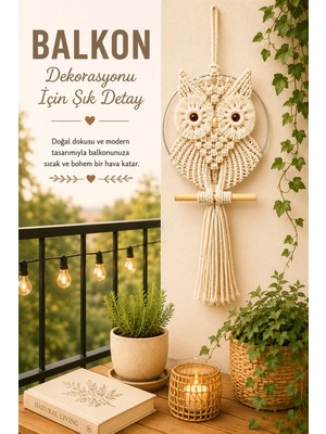 El Yapımı Makrome Baykuş Duvar Süsü Dekoratif Bohem Ev Balkon Salon Oda Duvar Dekoru 36-46-56 cm