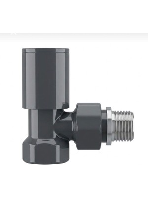 Termovan Radyatör Havlupan Vanası Köşe Tip 1/2'' Antrasit ( Ral 7016 ) Parlak ( Metal Volan )