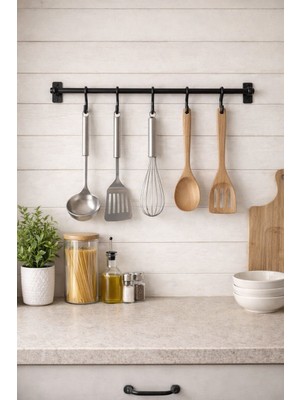 Riya Home Ev & Dekorasyon 6'lı Güçlü Yapıştırma Retro Askı Rayı 35 cm Suya Dayanıklı ve Kolay Temizlenebilir