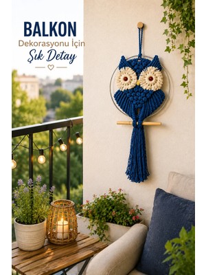 El Yapımı Makrome Baykuş Duvar Süsü Dekoratif Bohem Ev Balkon Salon Oda Duvar Dekoru 36-46-56 cm