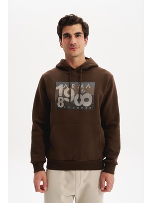 Ar-Ma Erkek Kapşonlu Sweatshirt Yazi Baskili Kanguru Cepli Örme Kumaş Regular Fit %70 Pamuk %30 Polyester 30/1 Şardonlu Üç Iplik K30254628702