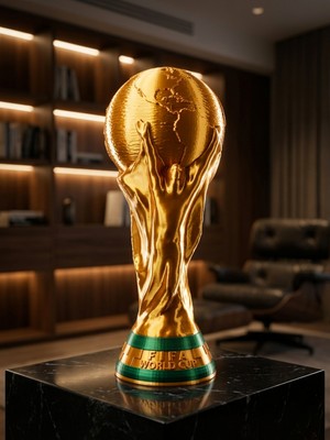 Flay 3D 20 cm Dünya Kupası Kupa Replikası – Altın Renk 3D Baskı Futbol Kupası Dekoru Masaüstü Süs Hediyelik