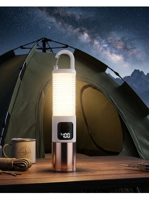 A-Luxe USB Şarjlı Kamp Feneri Çift Işık Kaynağı 500 Lümen Güç Ekranlı Taşınabilir LED Aydınlatma
