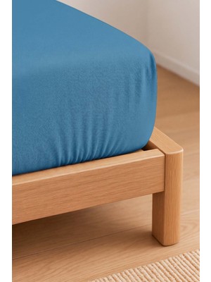 PureText | Purecomfort | %100 Pamuk Ranforce Çift Kişilik Lastikli Çarşaf | 160X200 | Okyanus Mavi