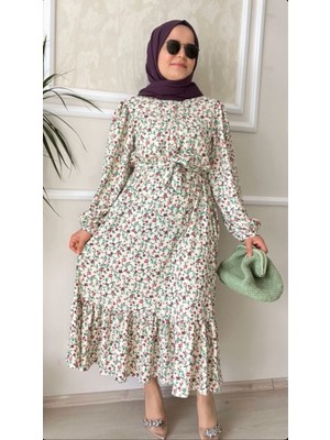 Ges Shop Kadın Çıtır Çiçek Desenli Cepli Bohem Elbise