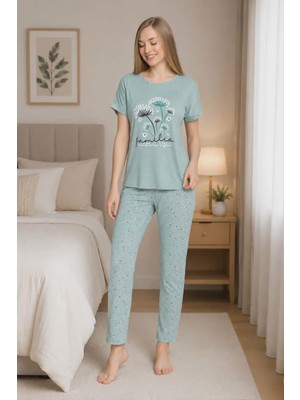 Senfoni Kadın Bamboo Viskon Bisiklet Yaka Kısa Kol Pijama Takımı 10337 -1 Adet