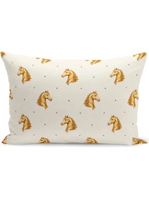 Bertille Home Klasik At Serisi Çift Tarafı Dijital Baskılı Kırlent Kılıfı (Horse)