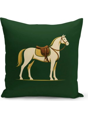 Bertille Home Klasik At Serisi Çift Tarafı Dijital Baskılı Kırlent Kılıfı (Horse)