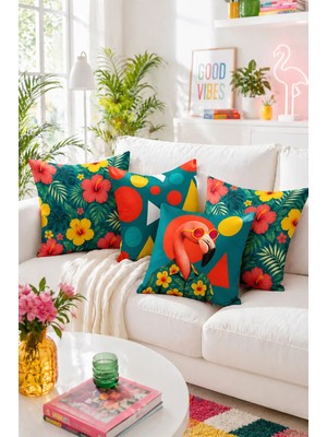 Bertille Home Pop Art Serisi Çift Tarafı Dijital Baskılı  4'lü Kırlent Kılıfı Seti