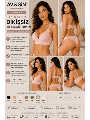 Av&sın Dikişsiz Toparlayıcı Sütyen Push Up Destekli Ayarlanabilir Askılı Lazer Kesim Kadın Sütyen Pudra Pembe S