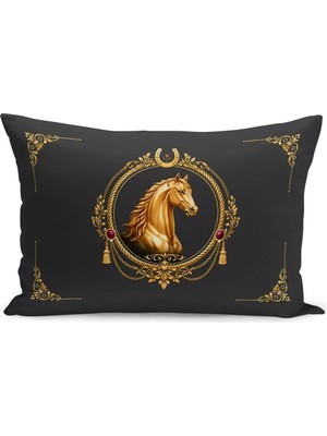 Bertille Home Klasik At Serisi Çift Tarafı Dijital Baskılı Kırlent Kılıfı (Horse)