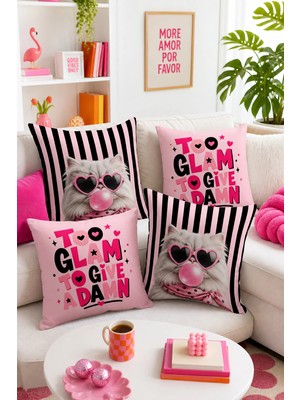 Bertille Home Pop Art Serisi Çift Tarafı Dijital Baskılı  4'lü Kırlent Kılıfı Seti
