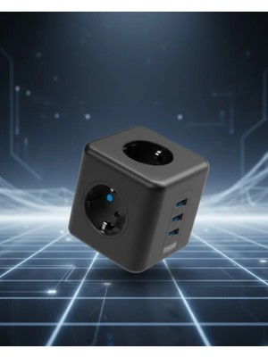 A-Luxe Elektronik Cihazlar Için Akım Korumalı 3 Prizli Usb’li Küp Priz