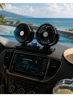 A-Luxe Araç Içi Fan 2 Kademeli Oynar Başlıklı Sessiz Oto Vantilatör
