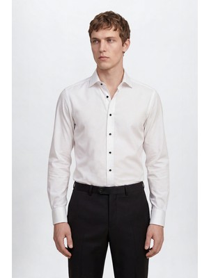 Altınyıldız Classics Pamuklu Slim Fit Dar Kesim Ata Yaka Esnek Gömlek