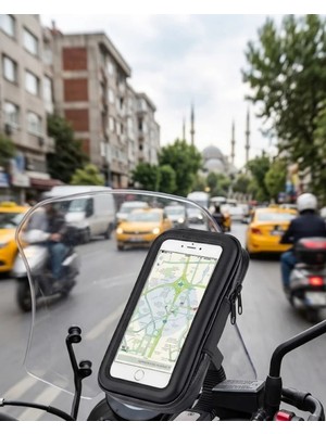 A-Luxe Su Geçirmez Motosiklet Telefon Tutucu Evrensel Gidon Montaj Navigasyon Standı