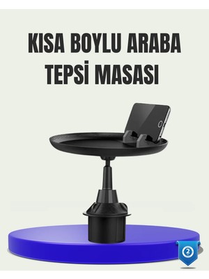 A-Luxe 360° Döner Araç Bardaklık Tepsisi Geniş Yemek Alanlı Telefon Standlı