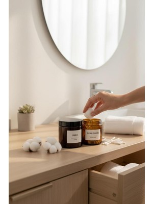 UltraMint Pratik Banyo Seti, 2'li, 500 Ml, Pamuk ve Kulak Pamuğu Kavanozu