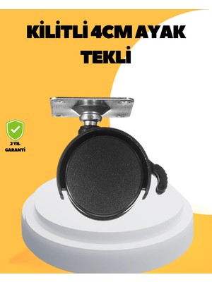 A-Luxe 4 cm Kilitli Mobilya Tekerleği Tekli Sessiz ve Dayanıklı