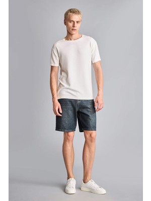 DeFacto %100 Pamuk Straight Fit Lacivert Jean Bermuda Şort I1877AX26HS