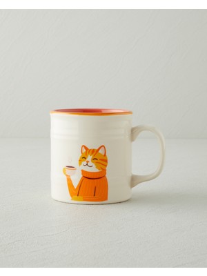 English Home Sunny Cat Seramik Kupa 345 ml Renkli Şık Tasarım ile Eğlenceli Sunum