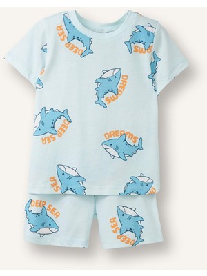 DeFacto Hayvan Baskılı 2'li Pijama Nane Yeşili Takımı Erkek Bebek H5394A526HS