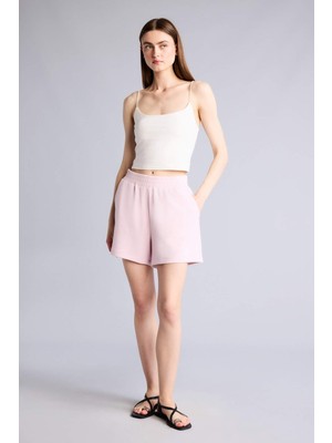 DeFacto Relax Fit Elastik Bel Açık Pembe Bermuda Şort H0575AX26SM