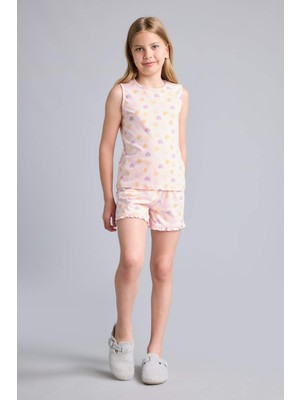 DeFacto %100 Pamuk Regular Fit Elastik Bel 2'li Kalpli Açık Pembe Pijama Takımı Kız Çocuk I0406A826HS